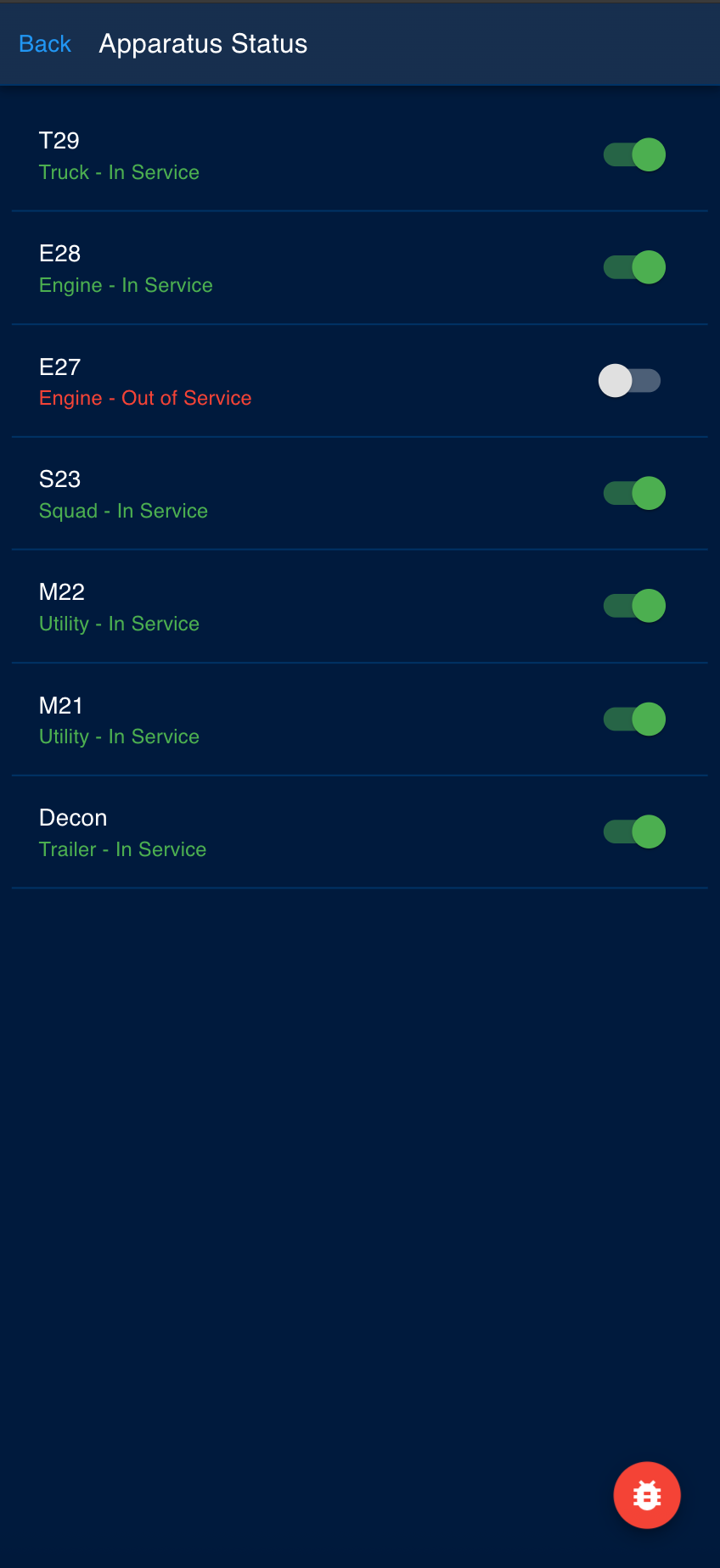 Mobile apparatus status view